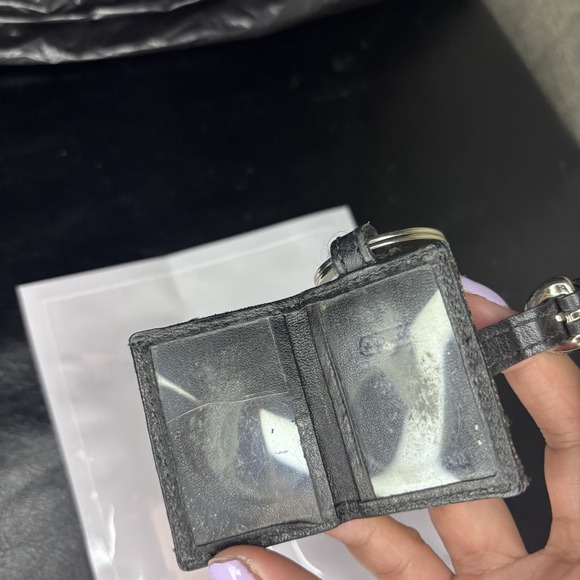 Vtg Coach Black Signature Leather Photo Frame Keychain Purse Charm - Picture 3 of 5